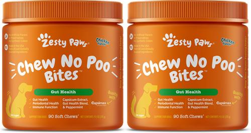 Show full view: Zesty Paws Chew No Poo Chicken Flavored Soft Chews Coprophagia Stool Eating Deterrent Digestive Supplement for Dogs, 180 count slide 1 of 12