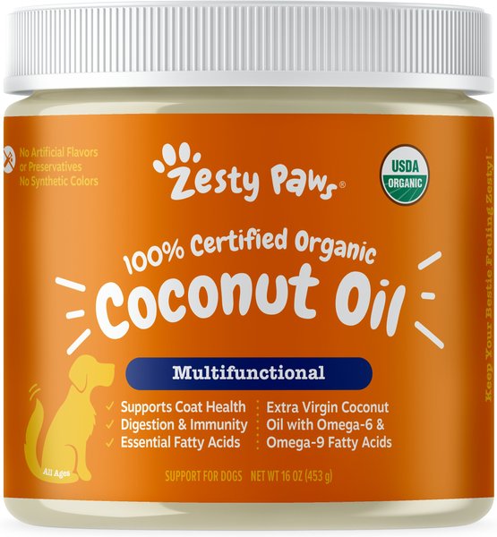 Zesty Paws 100% Certified Organic Extra Virgin Coconut Oil for Dogs Zesty Paws 100% Certified Organic Extra Virgin Coconut Oil for Dogs
