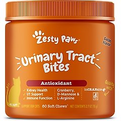 Zesty Paws Cranberry Bladder Bites Bacon Flavored Soft Chews Urinary Supplement for Cats, 60 count