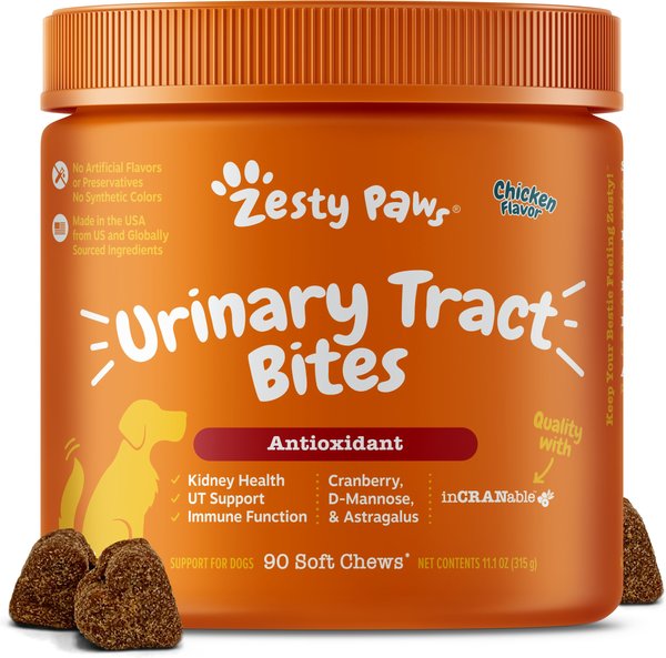Zesty Paws Cranberry Bladder Bites Chicken Flavored Soft Chews Urinary Supplement for Dogs