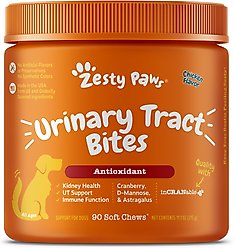 Zesty Paws Cranberry Bladder Bites Chicken Flavored Soft Chews Urinary Supplement for Dogs, 90 count