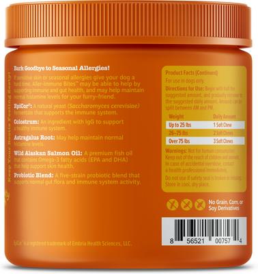 Show full view: Zesty Paws Curcumin Bites Everyday Vitality Duck Flavor Dog Supplement, 90 count + Zesty Paws Allergy & Immune Support Lamb Flavor Soft Chew Dog Supplement, 90 count slide 7 of 9