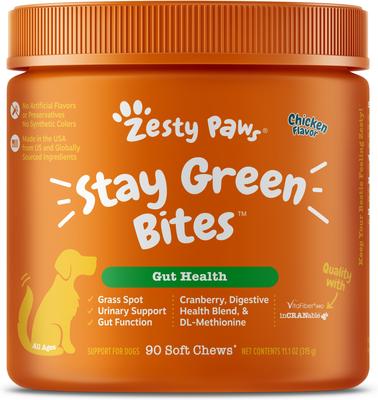 Show full view: Zesty Paws Grass Defense Stay Green Bites Digestive & Immune Health + 8-in-1 Multivitamin Bites Chicken Flavor Dog Supplement slide 6 of 9