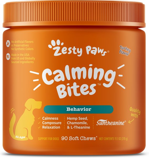 Zesty Paws Hemp Calming Bites Turkey Flavored Soft Chews Supplement for Dogs