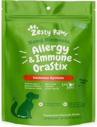 Zesty Paws Hemp Elements Aller-Immune OraStix Peppermint Flavored Dog Dental Chews, 25-oz bag
