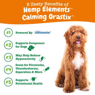 Show full view: Zesty Paws Hemp Elements Calming Peppermint Flavored Dental Chews Calming Supplement + Mobility OraStix Mint Flavored Dental Chews for Dogs slide 9 of 9