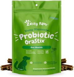 Zesty Paws Hemp Elements Probiotic OraStix Peppermint Flavored Dog Dental Chews, 12-oz bag