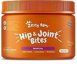 Zesty Paws Hip & Joint Bites Bacon Flavored Soft Chews Glucosamine Mobility Supplement for Dogs, 50 count