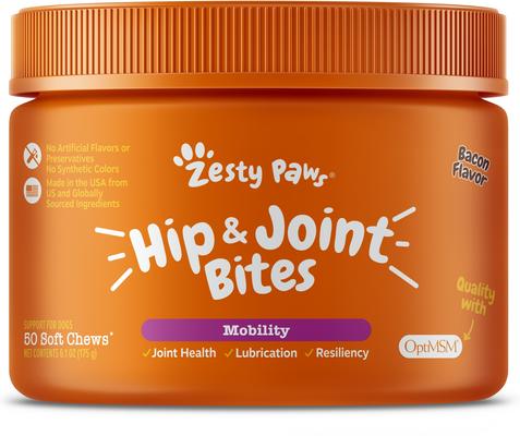 Show full view: Zesty Paws Hip & Joint Bites Bacon Flavored Soft Chews Glucosamine Mobility Supplement for Dogs, 50 count slide 1 of 13