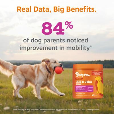 Show full view: Zesty Paws Hip & Joint Bites Bacon Flavored Soft Chews Glucosamine Mobility Supplement for Dogs, 90 count slide 4 of 12