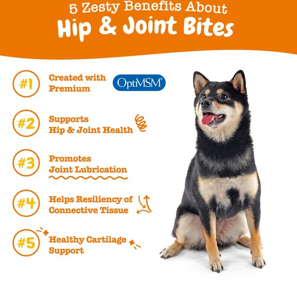 Show full view: Zesty Paws Hip & Joint Mobility Bites Duck Flavored Soft Chews Glucosamine Supplement for Dogs, 10 count slide 2 of 12