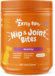 Zesty Paws Hip & Joint Mobility Bites Duck Flavored Soft Chews Glucosamine Supplement for Dogs, 250 count