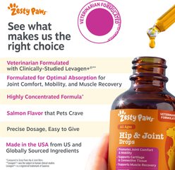 Zesty Paws Hip & Joint Salmon Oil Liquid Supplement for Dogs & Cats, 4-fl oz bottle slide 2 of 9