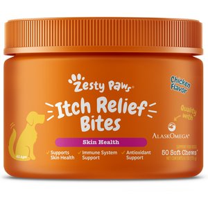 Zesty Paws Itch Relief Bites Chicken Flavored Soft Chews Immune Supplement for Dogs, 50 count