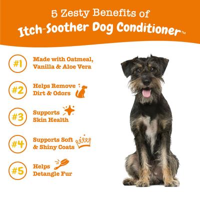 Show full view: Zesty Paws Itch Soother Dog Conditioner with Oatmeal & Aloe Vera, for Skin Moisture & Shiny Coats, 16-fl oz bottle, bundle of 2 slide 7 of 11