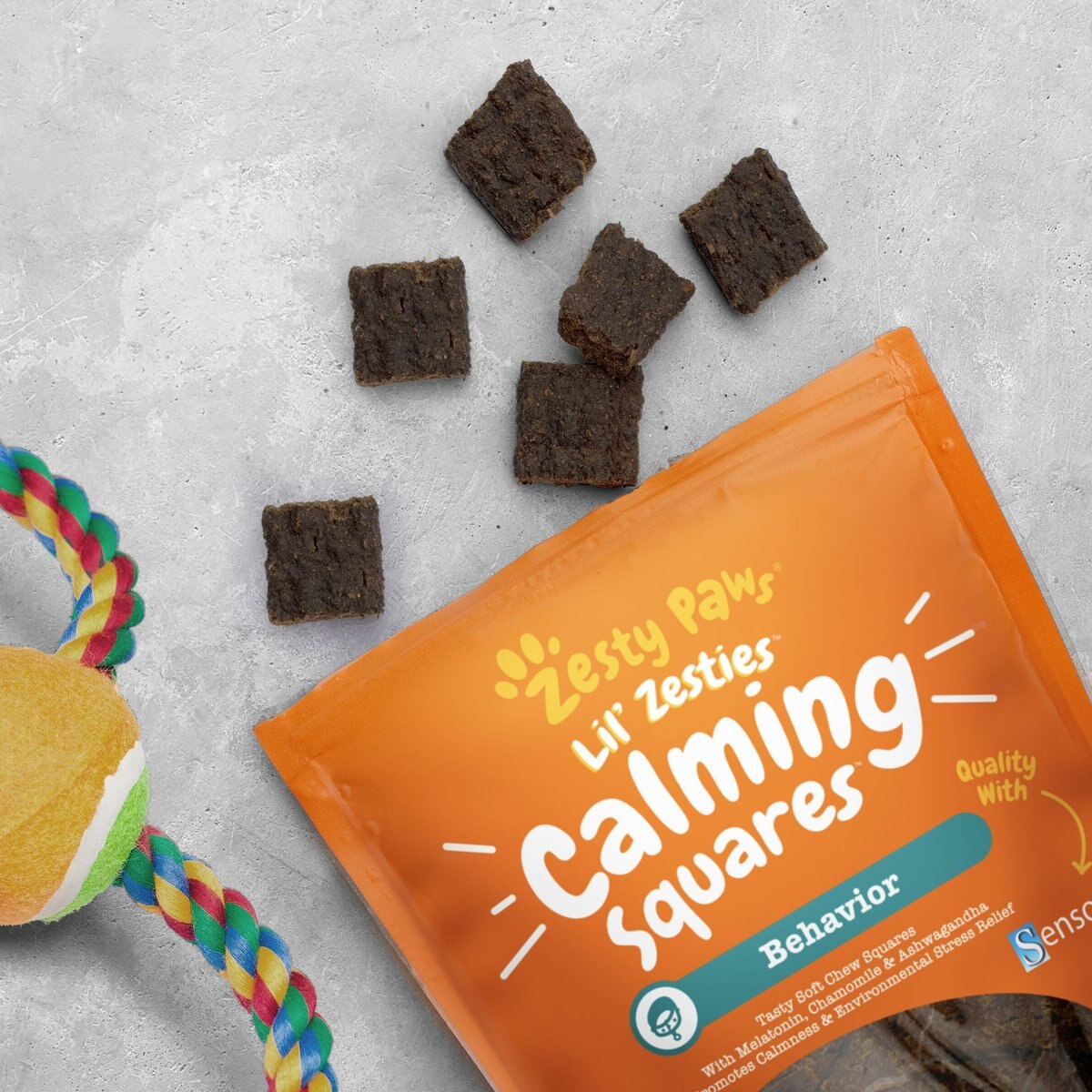 Zesty Paws Lil' Zesties Calming Squares Chicken Flavored Soft Chews Melatonin Supplement for Dogs
