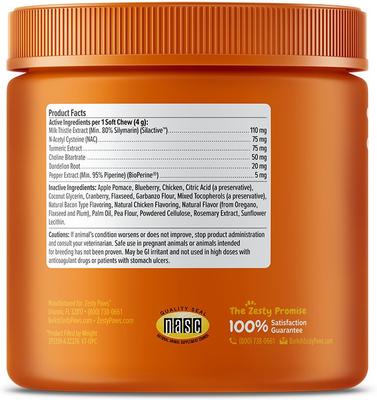 Show full view: Zesty Paws Liver Support Bites Chicken Flavored Soft Chews Milk Thistle Supplement for Dogs, 180 count slide 4 of 12