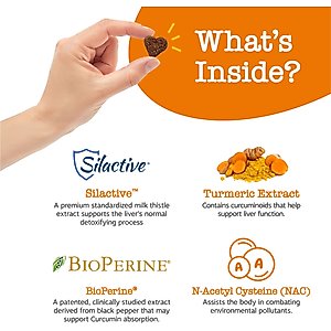 Zesty Paws Liver Support Bites Chicken Flavored Soft Chews Milk Thistle Supplement for Dogs, 90 count