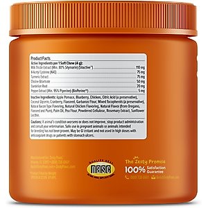 Zesty Paws Liver Support Bites Chicken Flavored Soft Chews Milk Thistle Supplement for Dogs, 90 count