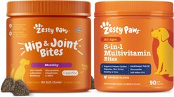 Zesty Paws Mobility Bites Hip & Joint Support + 8-in-1 Multivitamin Bites Chicken Flavor Dog Supplement