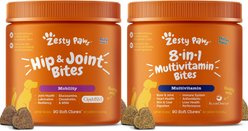 Zesty Paws Mobility Bites Hip & Joint Support + 8-in-1 Multivitamin Bites Chicken Flavor Dog Supplement slide 1 of 9