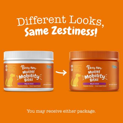 Show full view: Zesty Paws Mussel Mobility Bites Chicken Flavored Soft Chews Hip & Joint Supplement for Dogs, 180 count slide 3 of 12