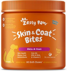 Zesty Paws Omega Bites Skin & Coat Support + Aller-Immune Bites Lamb Flavor Immune System Soft Chews Dog Supplement slide 2 of 9