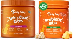 Zesty Paws Omega Bites Skin & Coat Support + Probiotic Bites Digestion Pumpkin Flavor Soft Chews Dog Supplement slide 1 of 9