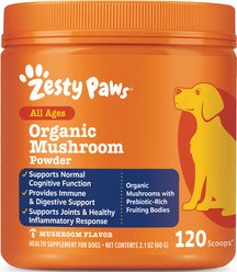 Zesty Paws Organic Mushroom Immune Digestive & Joint Support Health Powder Supplement for Dogs, 2.12-oz