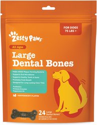 Zesty Paws Peppermint Flavored Dental Large Dog Chew Treats, 24 count