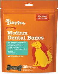 Zesty Paws Peppermint Flavored Dental Medium Dog Chew Treats, 36 count