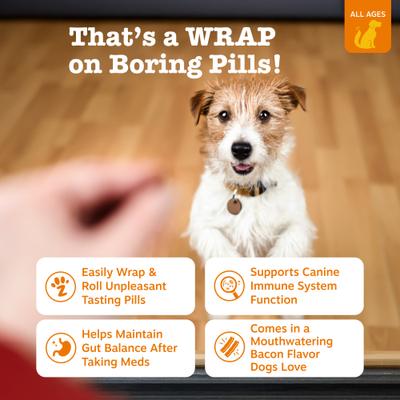 Show full view: Zesty Paws Pill Wrap Probiotic Paste Bacon Flavored Digestive Supplement for Dogs, 4.2-oz pouch slide 3 of 12