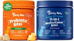Zesty Paws Probiotic Bites Digestion + 11-in-1 Bites Multifunctional MSM & Curcumin + Cranberry & Lutein Senior Chicken Flavor Dog Supplement