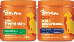 Zesty Paws Probiotic Bites Digestion + 8-in-1 Multivitamin Bites Chicken Flavor Dog Supplement