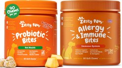 Zesty Paws Probiotic Bites Digestion + Aller-Immune Bites Lamb Flavor Immune System Soft Chews Dog Supplement