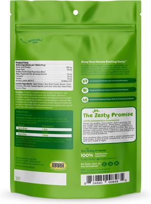 Show full view: Zesty Paws Probiotic Bites Digestion Pumpkin Flavor Soft Chews Dog Supplement, 90 count + Zesty Paws Hemp Elements Probiotic Orastix Dog Supplement, 12 count slide 7 of 9