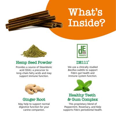 Show full view: Zesty Paws Probiotic Bites Digestion Pumpkin Flavor Soft Chews Dog Supplement, 90 count + Zesty Paws Hemp Elements Probiotic Orastix Dog Supplement, 12 count slide 8 of 9