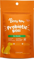 Zesty Paws Probiotic Bites Pumpkin Flavored Soft Chews Gut Flora & Digestive Supplement for Dogs, 10 count