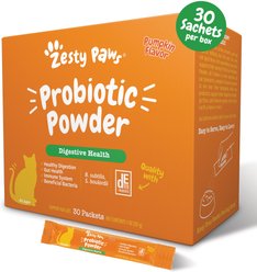 Zesty Paws Probiotic Powder Pumpkin Flavored Gut Flora & Digestive Aid Supplement for Cats, 30 count
