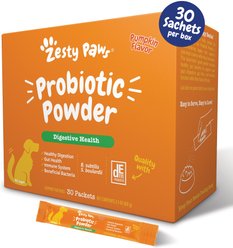 Zesty Paws Probiotic Powder Pumpkin Flavored Gut Flora & Digestive Aid Supplement for Dogs, 30 count