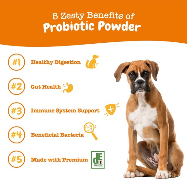 Show full view: Zesty Paws Probiotic Powder Pumpkin Flavored Gut Flora & Digestive Aid Supplement for Dogs, 30 count slide 2 of 10