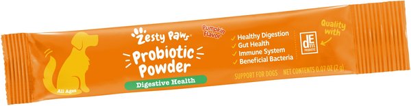 Show full view: Zesty Paws Probiotic Powder Pumpkin Flavored Gut Flora & Digestive Aid Supplement for Dogs, 30 count slide 6 of 10