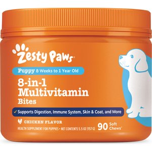 Zesty Paws Puppy 8-in-1 Chicken Flavor Soft Chews Multivitamin Supplement for Dogs, 90 count
