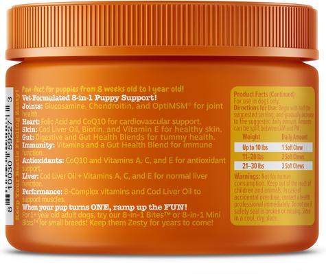 Show full view: Zesty Paws Puppy 8-in-1 Chicken Flavor Soft Chew Supplement, 90 count + All-in-One Bacon Flavored Dog Treats slide 3 of 9