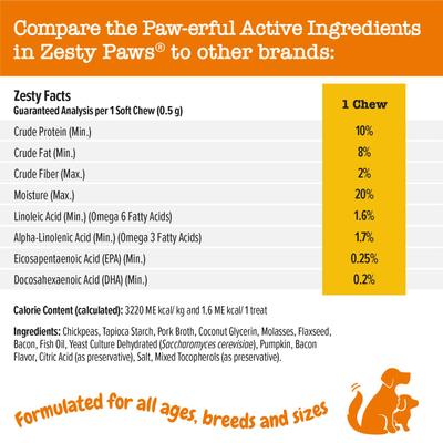 Show full view: Zesty Paws Puppy 8-in-1 Chicken Flavor Soft Chew Supplement, 90 count + All-in-One Bacon Flavored Dog Treats slide 8 of 9
