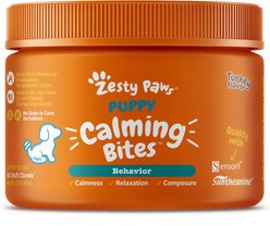 Zesty Paws Puppy Calming Bites Behavior Turkey Flavor Soft Chew Supplement, 90 count + All-in-One Bacon Dog Treats slide 2 of 9