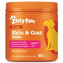 Zesty Paws Skin & Coat Bites Bacon Flavored Soft Chews Omega 3 Fish Oil Supplement for Dogs, 90 count