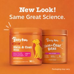 Zesty Paws Skin & Coat Bites Bacon Flavored Soft Chews Omega 3 Fish Oil Supplement for Dogs, 90 count slide 2 of 9