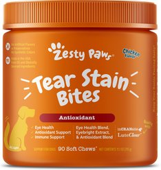 Zesty Paws Tear Stain Bites Chicken Flavored Soft Chews Supplement for Dogs, 90 count