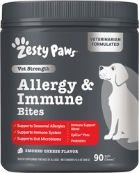 Zesty Paws Vet Strength Allergy & Immune Bites Soft Chews Fish Oil Supplement for Dogs, 90 count